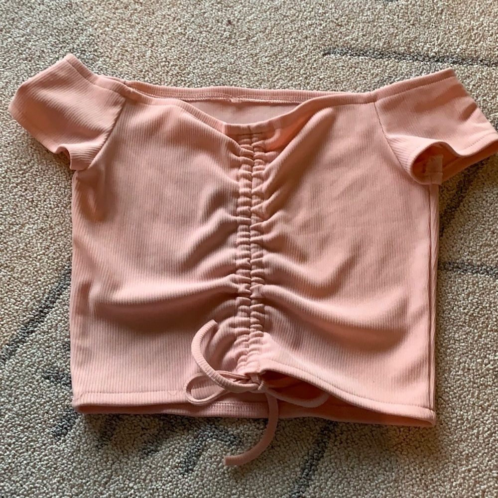 Pink off the shoulder crop top